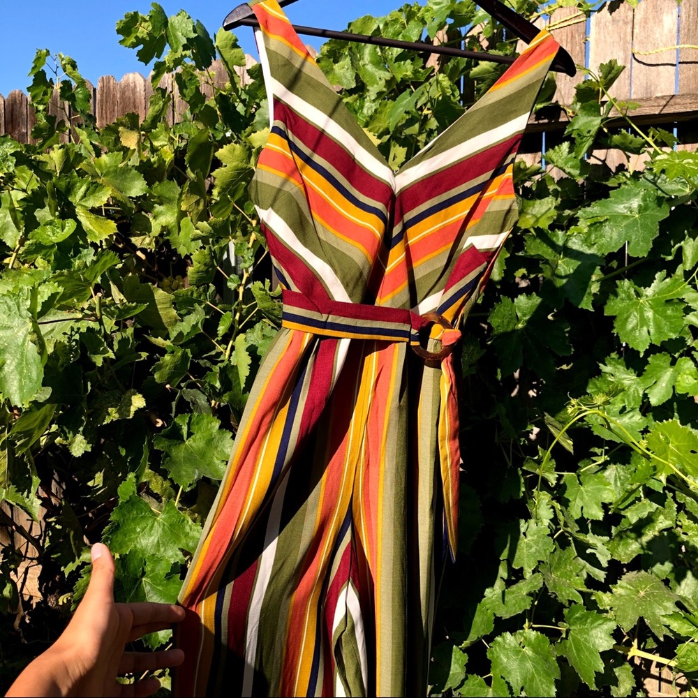 Striped NWOT Crystal Doll wide-leg jumpsuit - Picture 5 of 16
